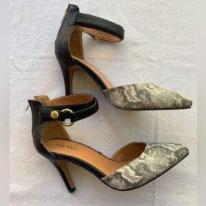 Nine West snake skin and black heels